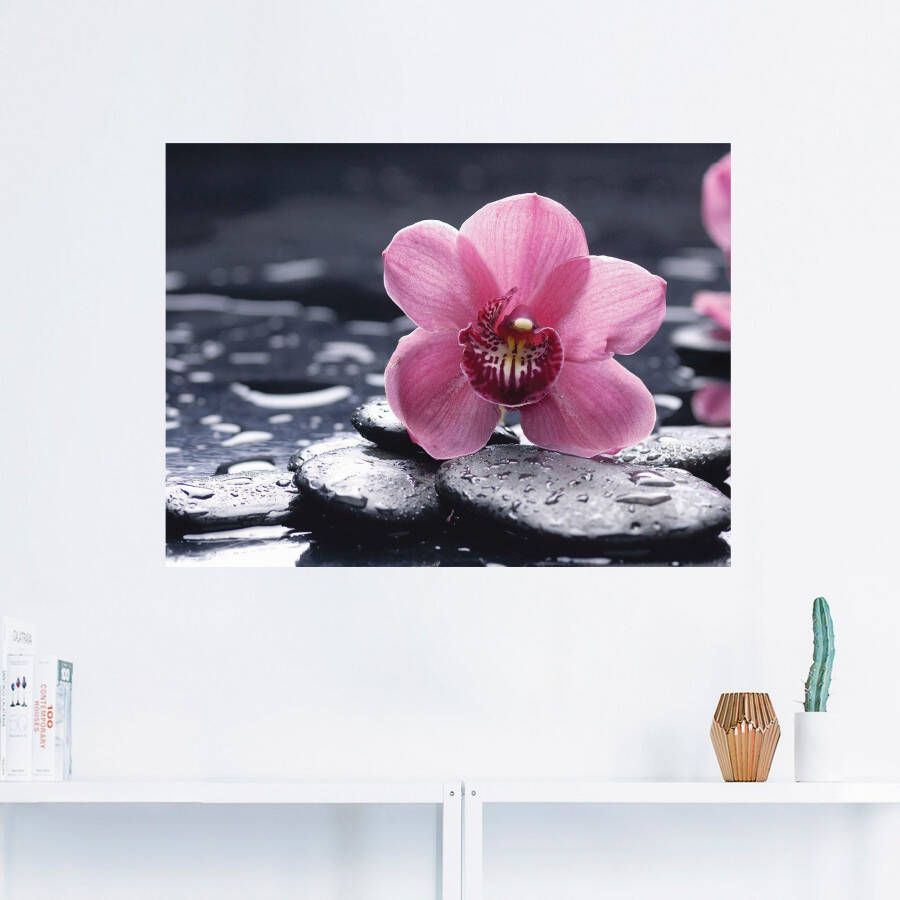 Artland Artprint Stilleven met kiezel en een orchidee als artprint van aluminium artprint voor buiten artprint op linnen poster muursticker