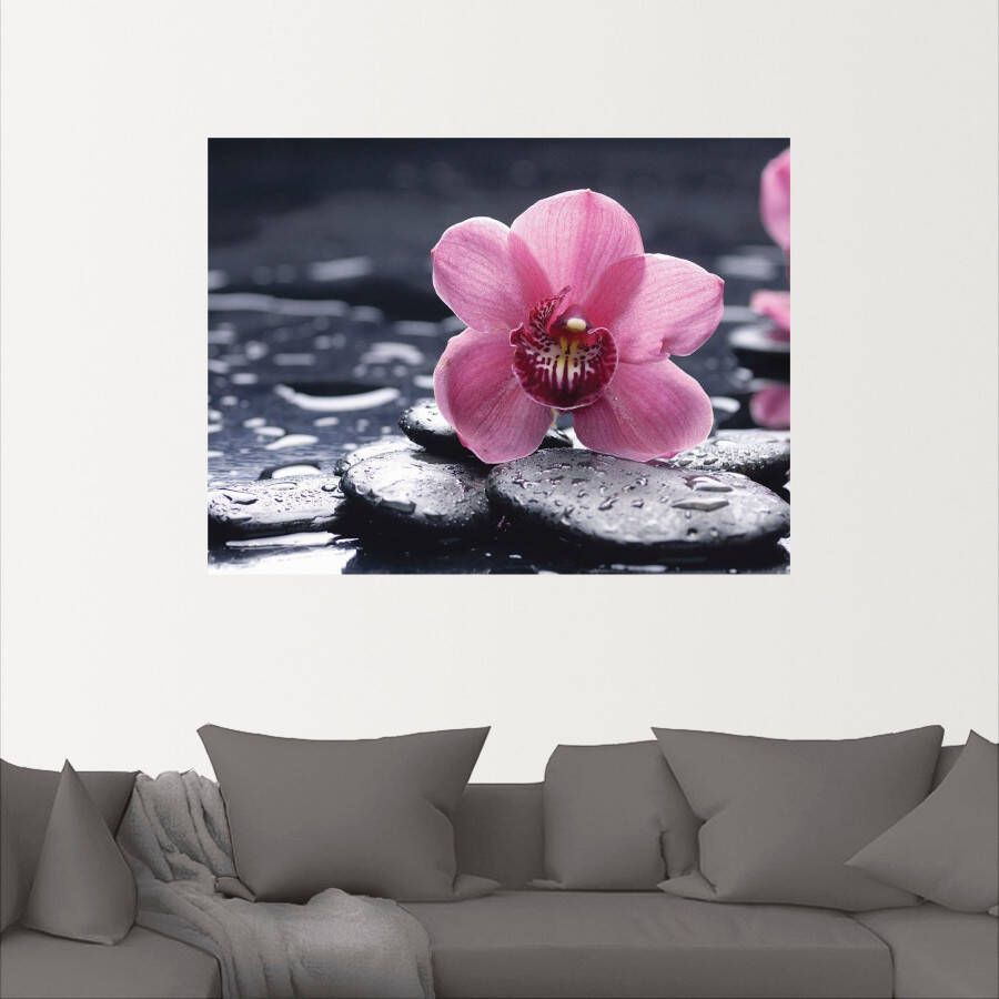 Artland Artprint Stilleven met kiezel en een orchidee als artprint van aluminium artprint voor buiten artprint op linnen poster muursticker