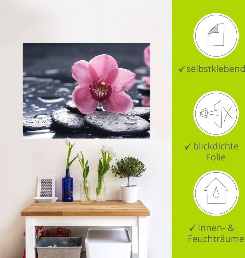 Artland Artprint Stilleven met kiezel en een orchidee als artprint van aluminium artprint voor buiten artprint op linnen poster muursticker