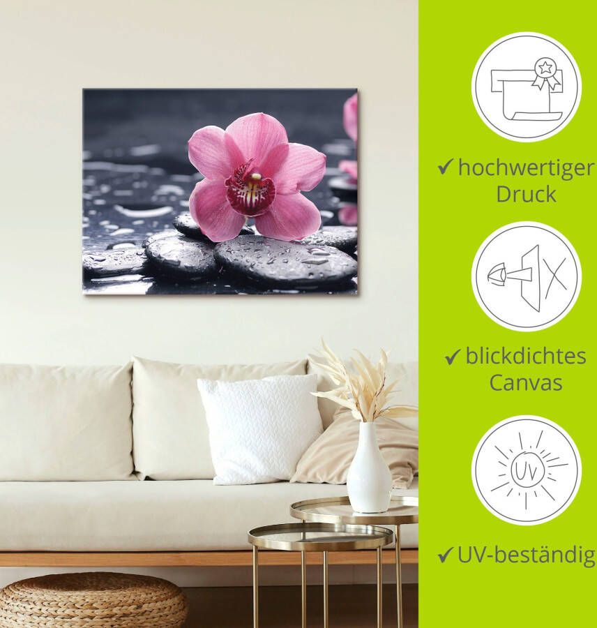 Artland Artprint Stilleven met kiezel en een orchidee als artprint van aluminium artprint voor buiten artprint op linnen poster muursticker