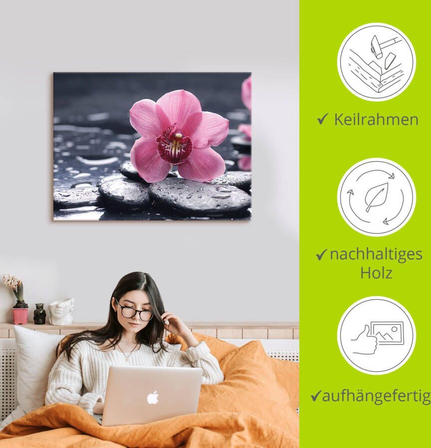 Artland Artprint Stilleven met kiezel en een orchidee als artprint van aluminium artprint voor buiten artprint op linnen poster muursticker