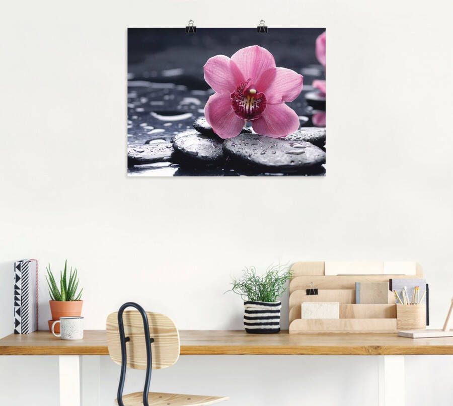 Artland Artprint Stilleven met kiezel en een orchidee als artprint van aluminium artprint voor buiten artprint op linnen poster muursticker