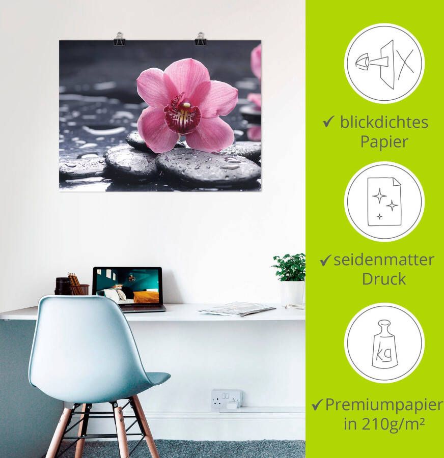 Artland Artprint Stilleven met kiezel en een orchidee als artprint van aluminium artprint voor buiten artprint op linnen poster muursticker