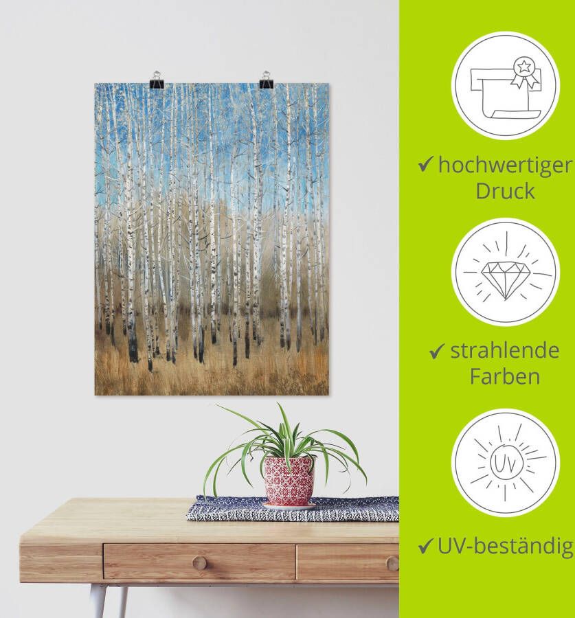 Artland Artprint Stoffige blauwe berken II als artprint op linnen poster in verschillende formaten maten