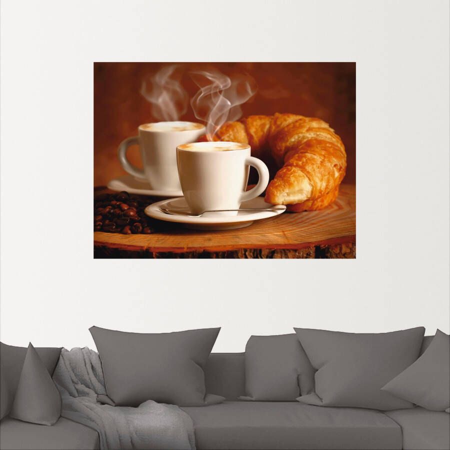 Artland Artprint Stomende cappuccino en croissant als artprint op linnen poster muursticker in verschillende maten - Foto 2