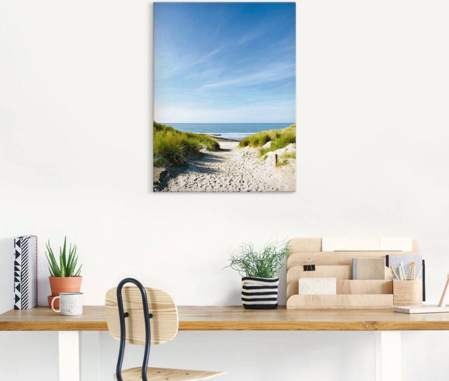 Artland Artprint Strand met duinen en weg naar het water als artprint van aluminium artprint voor buiten artprint op linnen poster muursticker