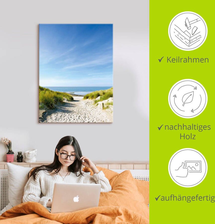 Artland Artprint Strand met duinen en weg naar het water als artprint van aluminium artprint voor buiten artprint op linnen poster muursticker