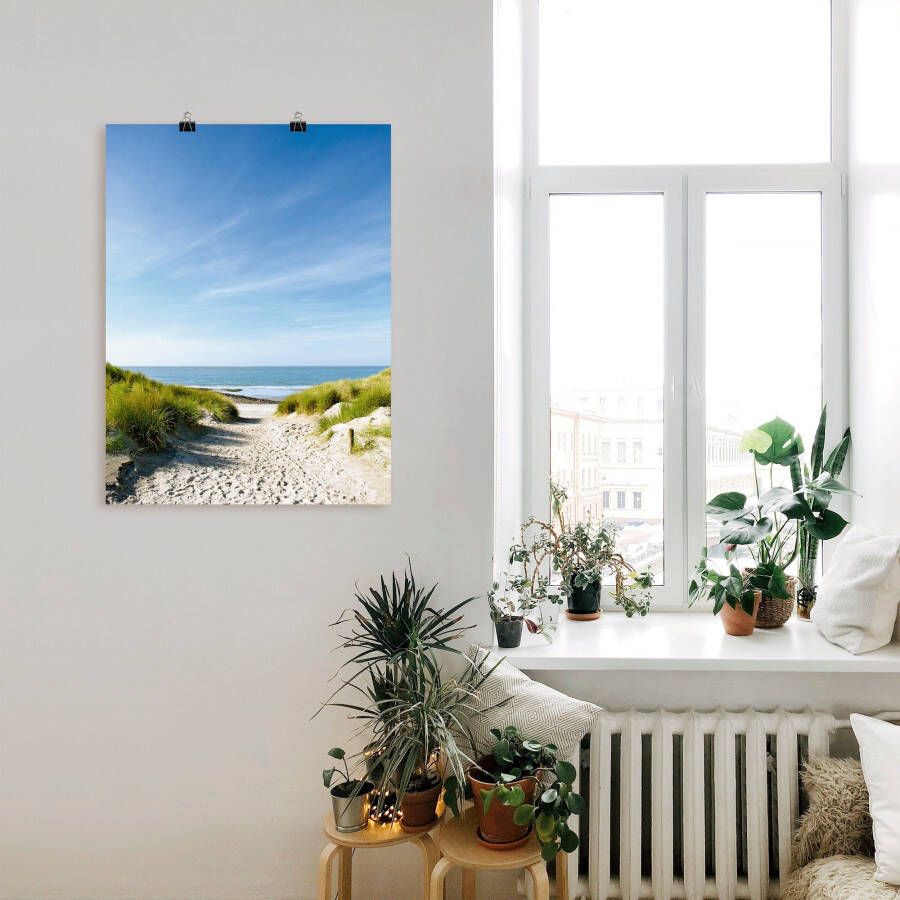 Artland Artprint Strand met duinen en weg naar het water als artprint van aluminium artprint voor buiten artprint op linnen poster muursticker