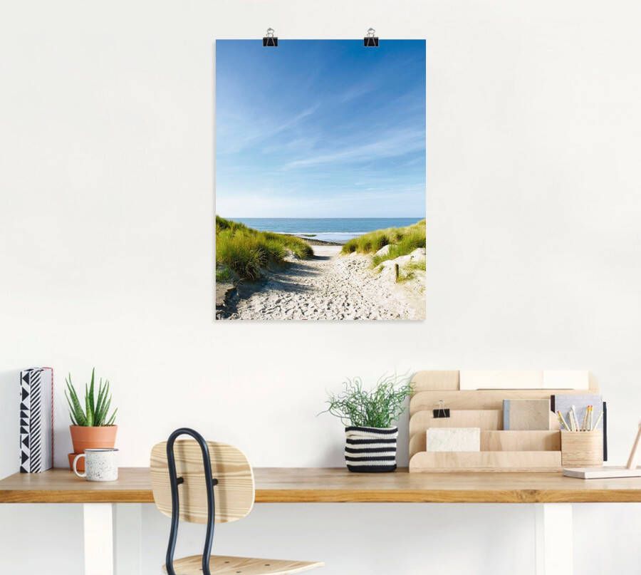 Artland Artprint Strand met duinen en weg naar het water als artprint van aluminium artprint voor buiten artprint op linnen poster muursticker