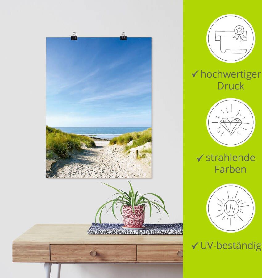 Artland Artprint Strand met duinen en weg naar het water als artprint van aluminium artprint voor buiten artprint op linnen poster muursticker