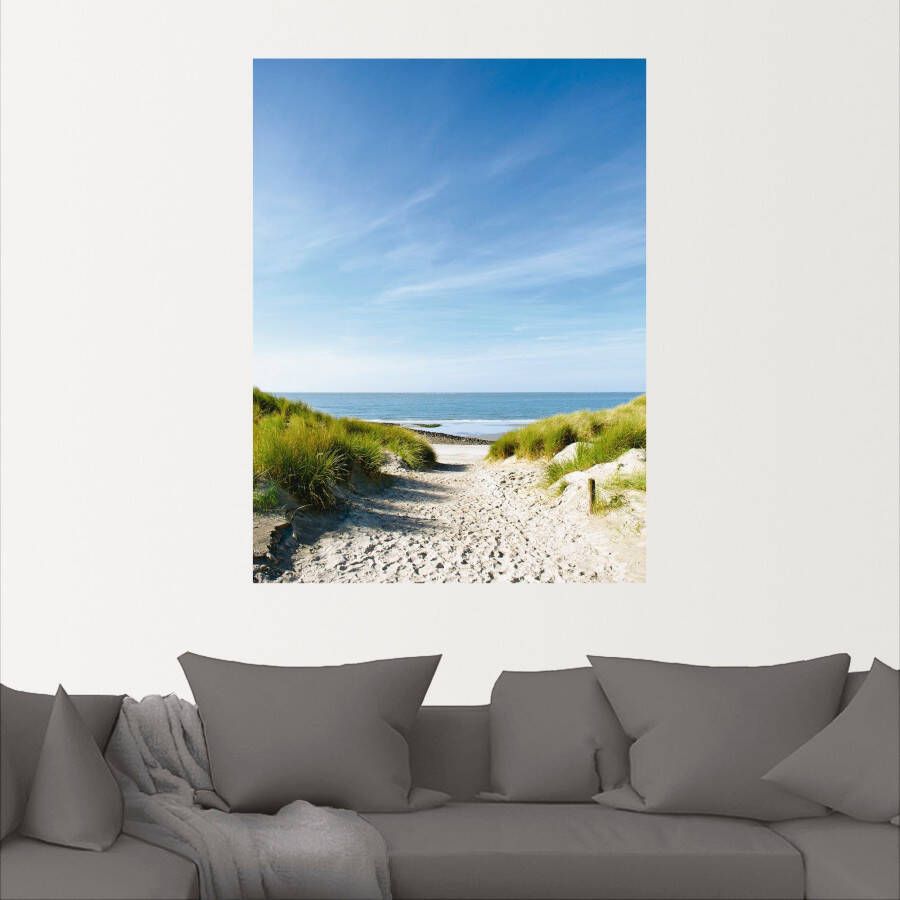 Artland Artprint Strand met duinen en weg naar het water als artprint van aluminium artprint voor buiten artprint op linnen poster muursticker