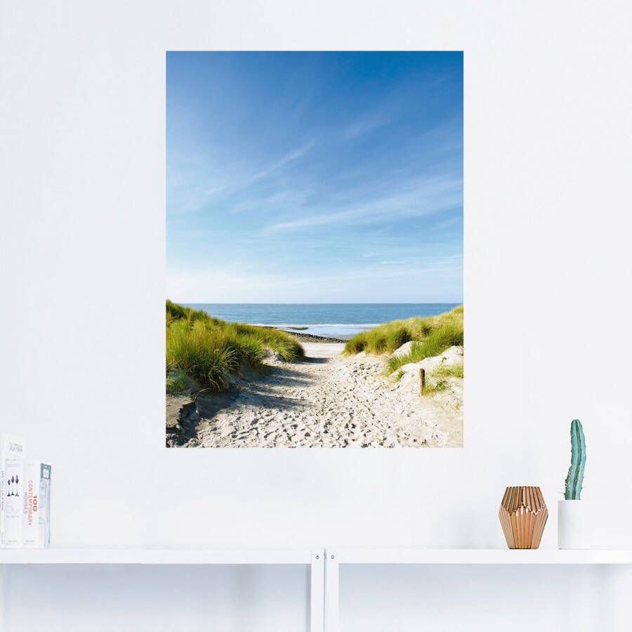 Artland Artprint Strand met duinen en weg naar het water als artprint van aluminium artprint voor buiten artprint op linnen poster muursticker