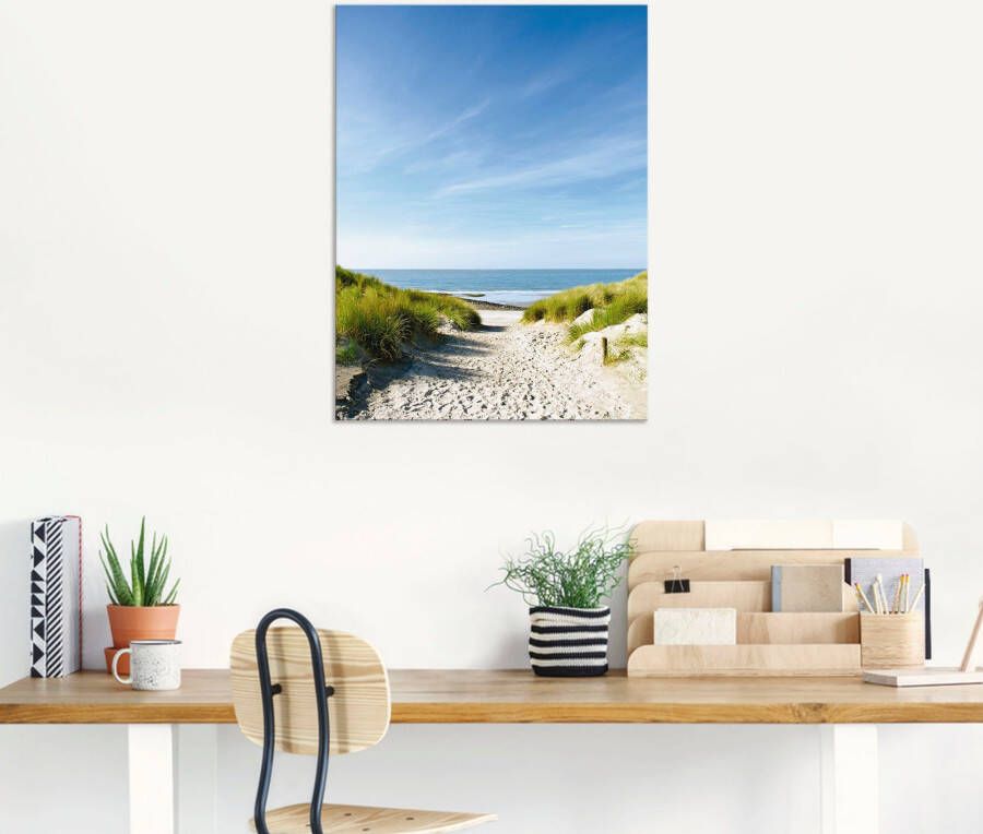 Artland Artprint Strand met duinen en weg naar het water als artprint van aluminium artprint voor buiten artprint op linnen poster muursticker