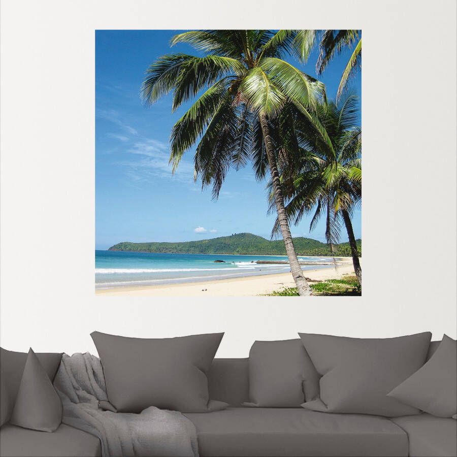 Artland Artprint Strand met palmen als artprint van aluminium artprint voor buiten artprint op linnen poster muursticker