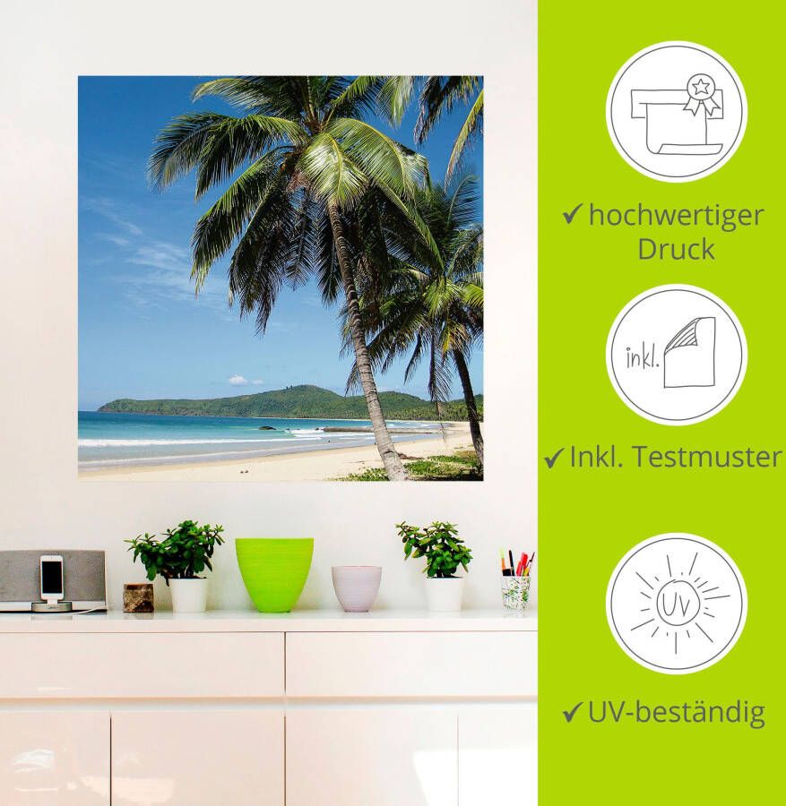 Artland Artprint Strand met palmen als artprint van aluminium artprint voor buiten artprint op linnen poster muursticker