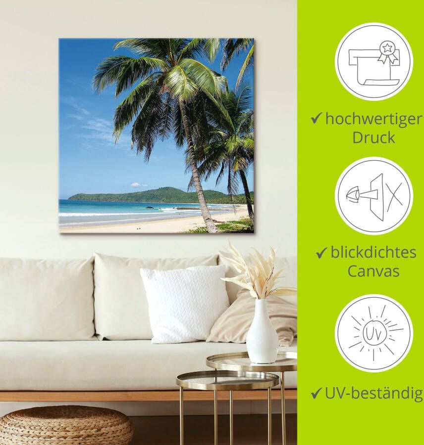 Artland Artprint Strand met palmen als artprint van aluminium artprint voor buiten artprint op linnen poster muursticker