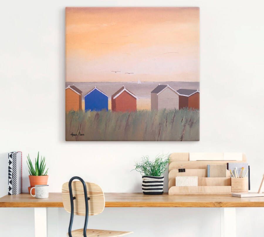 Artland Artprint Strandhuisjes II als artprint op linnen muursticker in verschillende maten