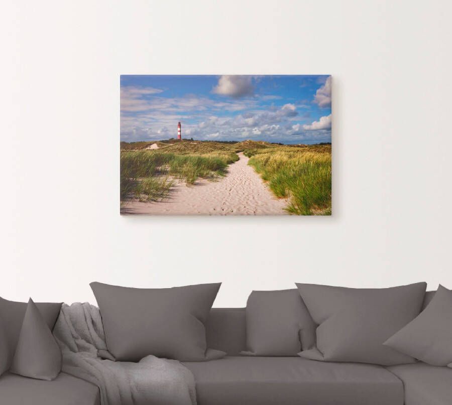 Artland Artprint Strandweg naar de vuurtoren eiland Amrum als artprint van aluminium artprint voor buiten artprint op linnen poster in verschillende maten. maten