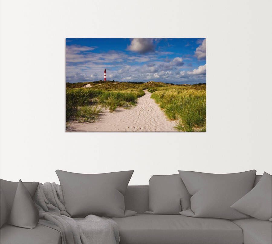 Artland Artprint Strandweg naar de vuurtoren eiland Amrum als artprint van aluminium artprint voor buiten artprint op linnen poster in verschillende maten. maten