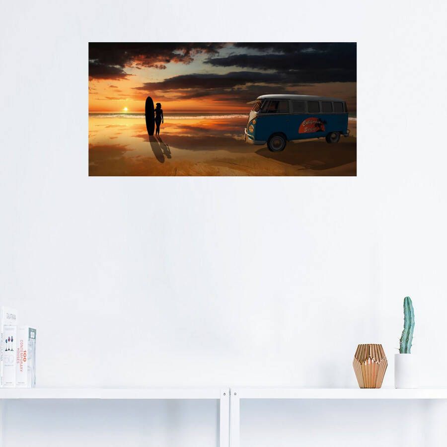 Artland Artprint Surfen in Californië met Bulli T1 als artprint van aluminium artprint voor buiten artprint op linnen poster muursticker