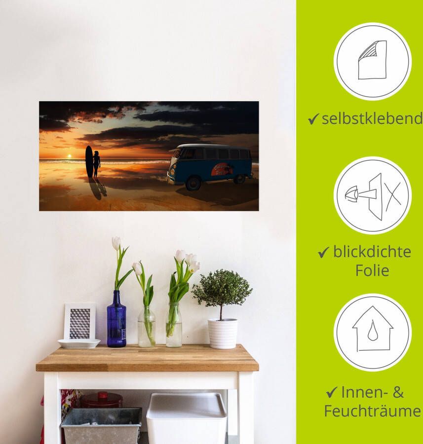 Artland Artprint Surfen in Californië met Bulli T1 als artprint van aluminium artprint voor buiten artprint op linnen poster muursticker