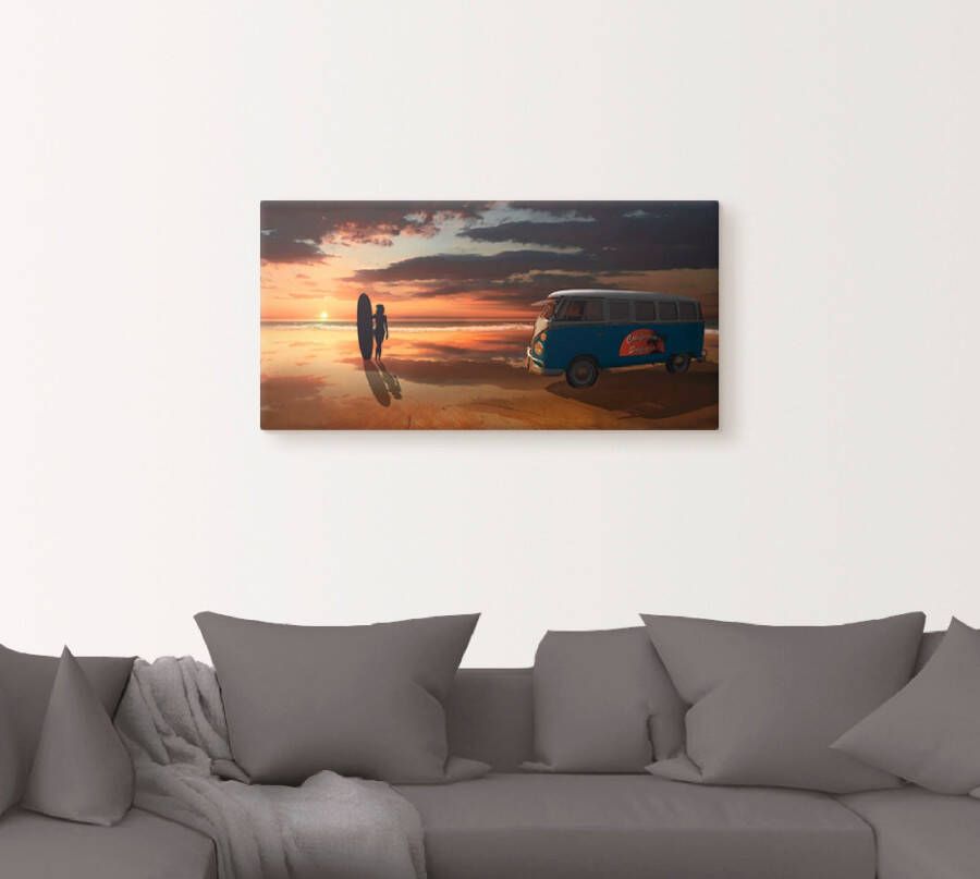 Artland Artprint Surfen in Californië met Bulli T1 als artprint van aluminium artprint voor buiten artprint op linnen poster muursticker