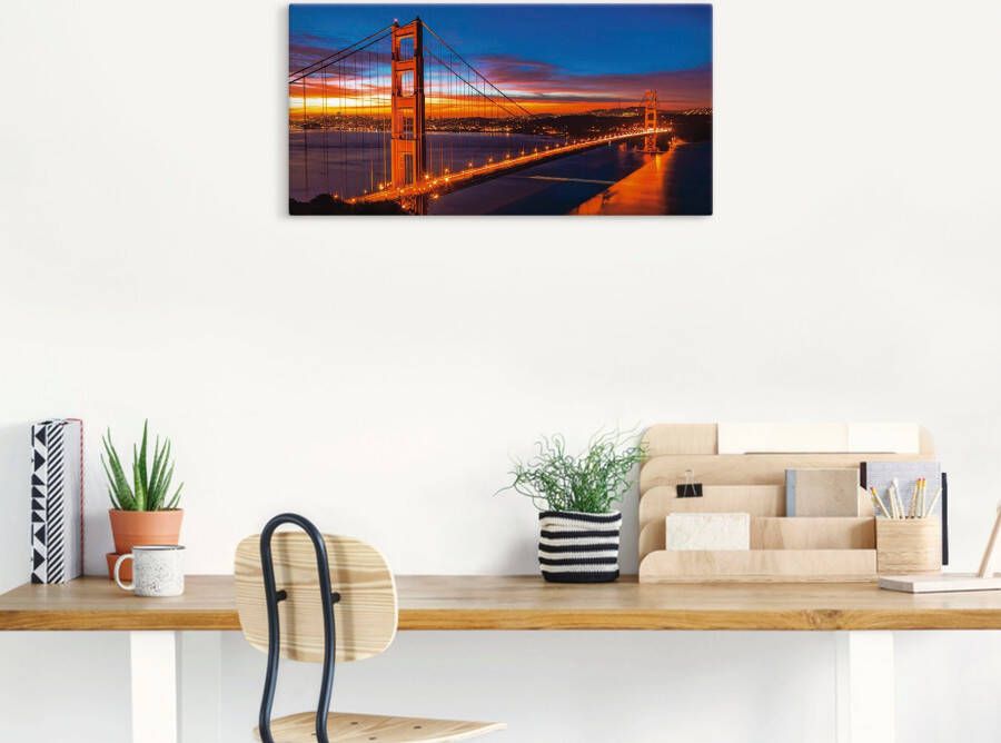 Artland Artprint The Golden Gate Bridge 's morgens vroeg als artprint op linnen muursticker in verschillende maten