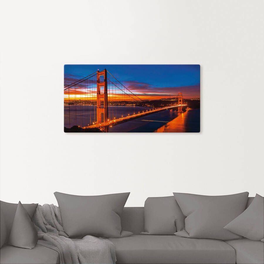 Artland Artprint The Golden Gate Bridge 's morgens vroeg als artprint op linnen muursticker in verschillende maten