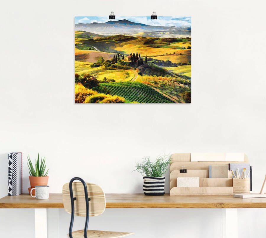 Artland Artprint Toscane van bovenaf als artprint op linnen poster in verschillende formaten maten