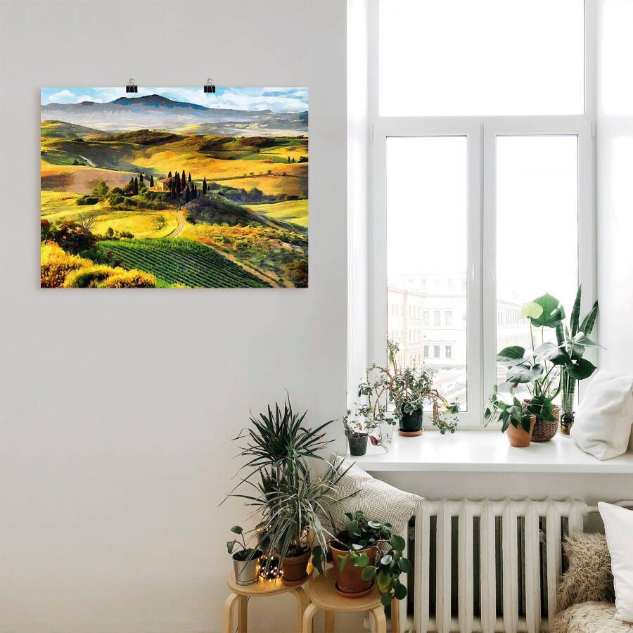 Artland Artprint Toscane van bovenaf als artprint op linnen poster in verschillende formaten maten