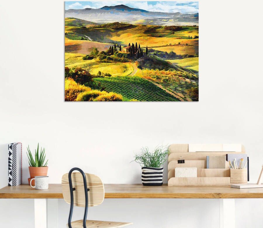 Artland Artprint Toscane van bovenaf als artprint op linnen poster in verschillende formaten maten