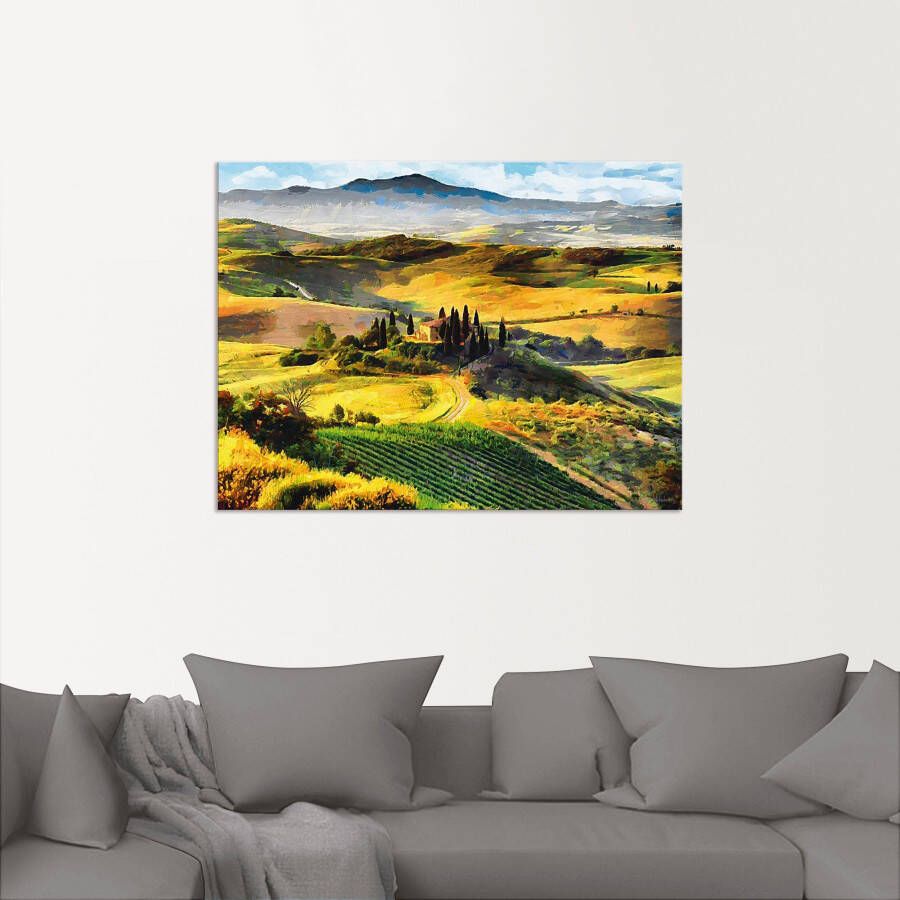 Artland Artprint Toscane van bovenaf als artprint op linnen poster in verschillende formaten maten - Foto 3