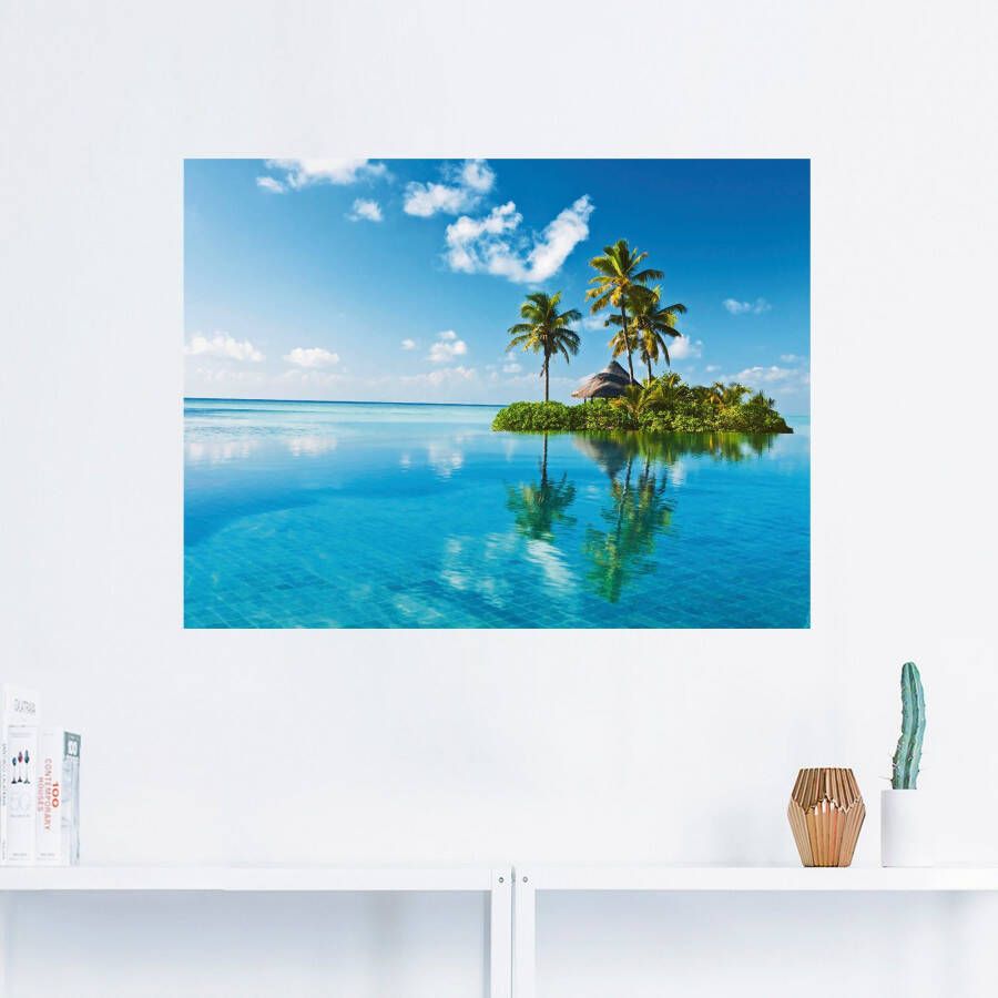 Artland Artprint Tropisch paradijs eiland palmen zee als artprint van aluminium artprint voor buiten artprint op linnen poster muursticker