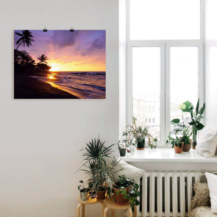 Artland Artprint Tropisch strand als artprint van aluminium artprint voor buiten artprint op linnen poster muursticker