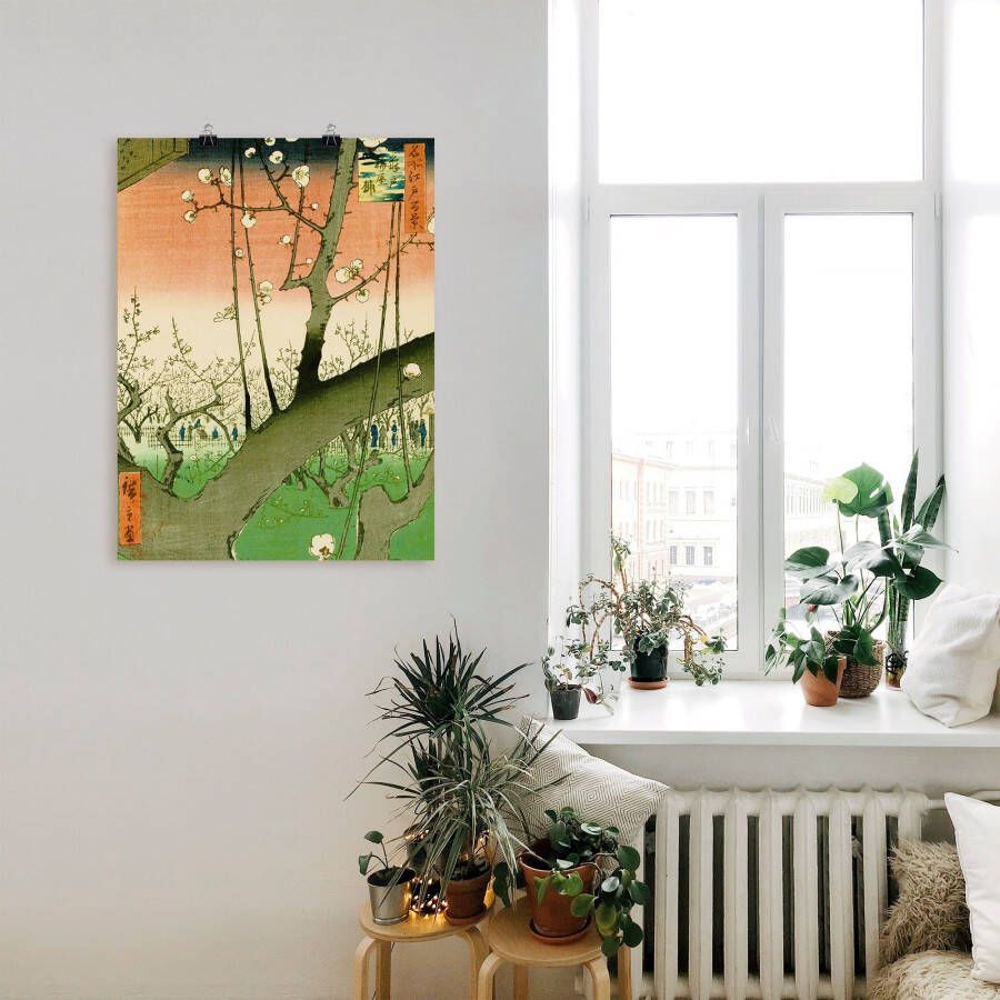 Artland Artprint Tuin met pruimenbomen als artprint op linnen muursticker of poster in verschillende maten