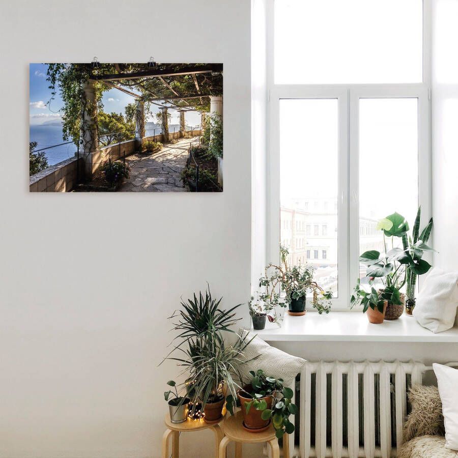 Artland Artprint Tuin van de villa San Michele op capri als artprint van aluminium artprint voor buiten artprint op linnen poster muursticker