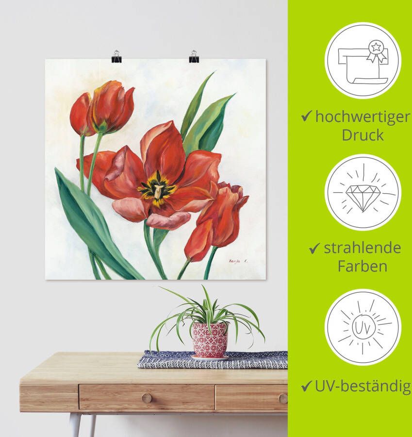 Artland Artprint Tulpen I als artprint op linnen poster in verschillende formaten maten