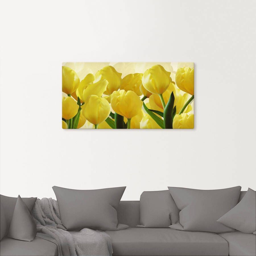 Artland Artprint Tulpenveld geel als artprint op linnen poster in verschillende formaten maten