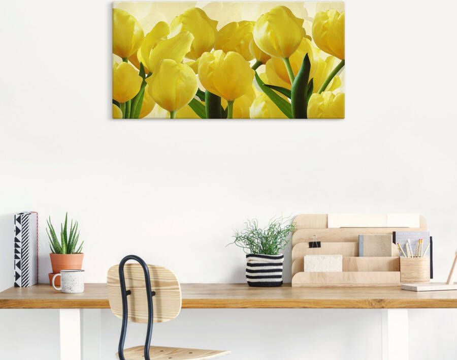 Artland Artprint Tulpenveld geel als artprint op linnen poster in verschillende formaten maten