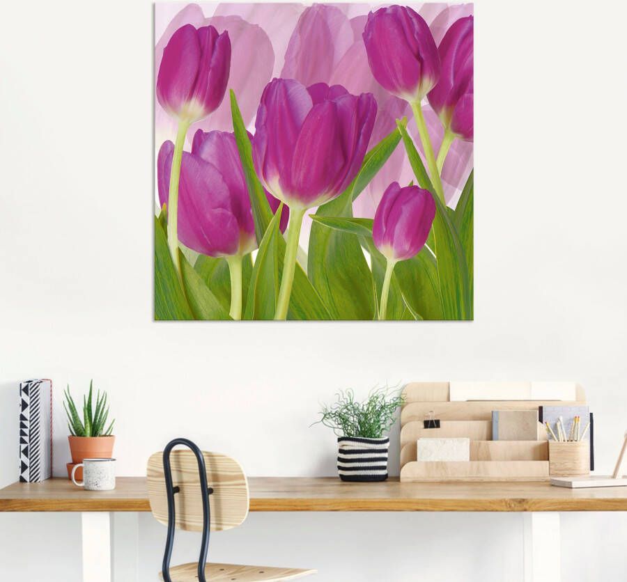 Artland Artprint Tulpenveld paars als artprint van aluminium artprint voor buiten artprint op linnen in verschillende maten