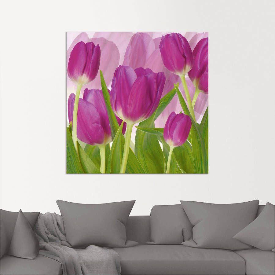 Artland Artprint Tulpenveld paars als artprint van aluminium artprint voor buiten artprint op linnen in verschillende maten