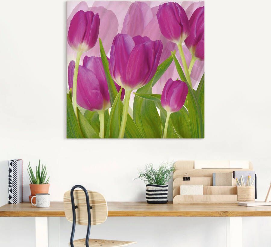 Artland Artprint Tulpenveld paars als artprint van aluminium artprint voor buiten artprint op linnen in verschillende maten