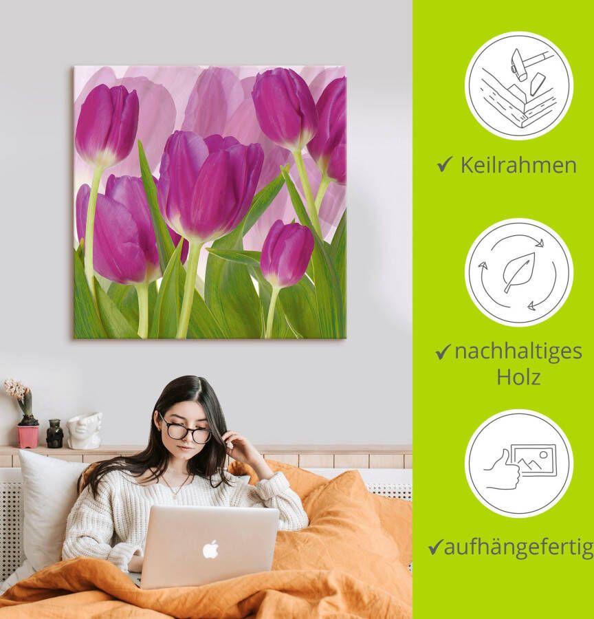 Artland Artprint Tulpenveld paars als artprint van aluminium artprint voor buiten artprint op linnen in verschillende maten