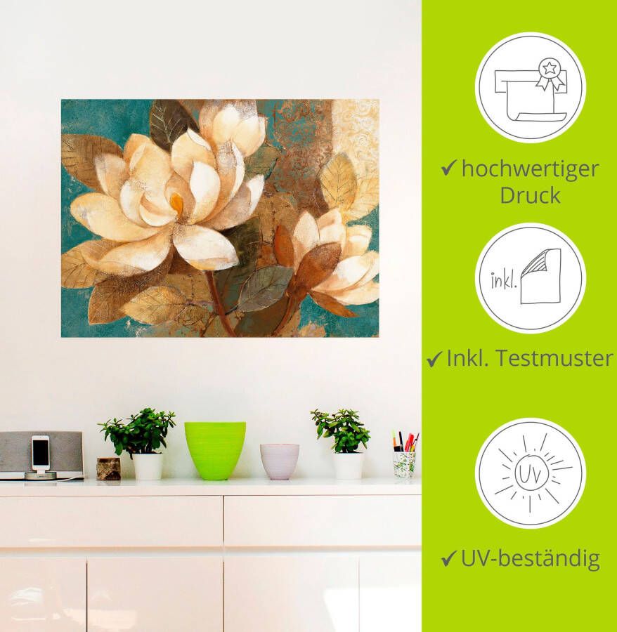 Artland Artprint Turquoise magnolia's als poster muursticker in verschillende maten