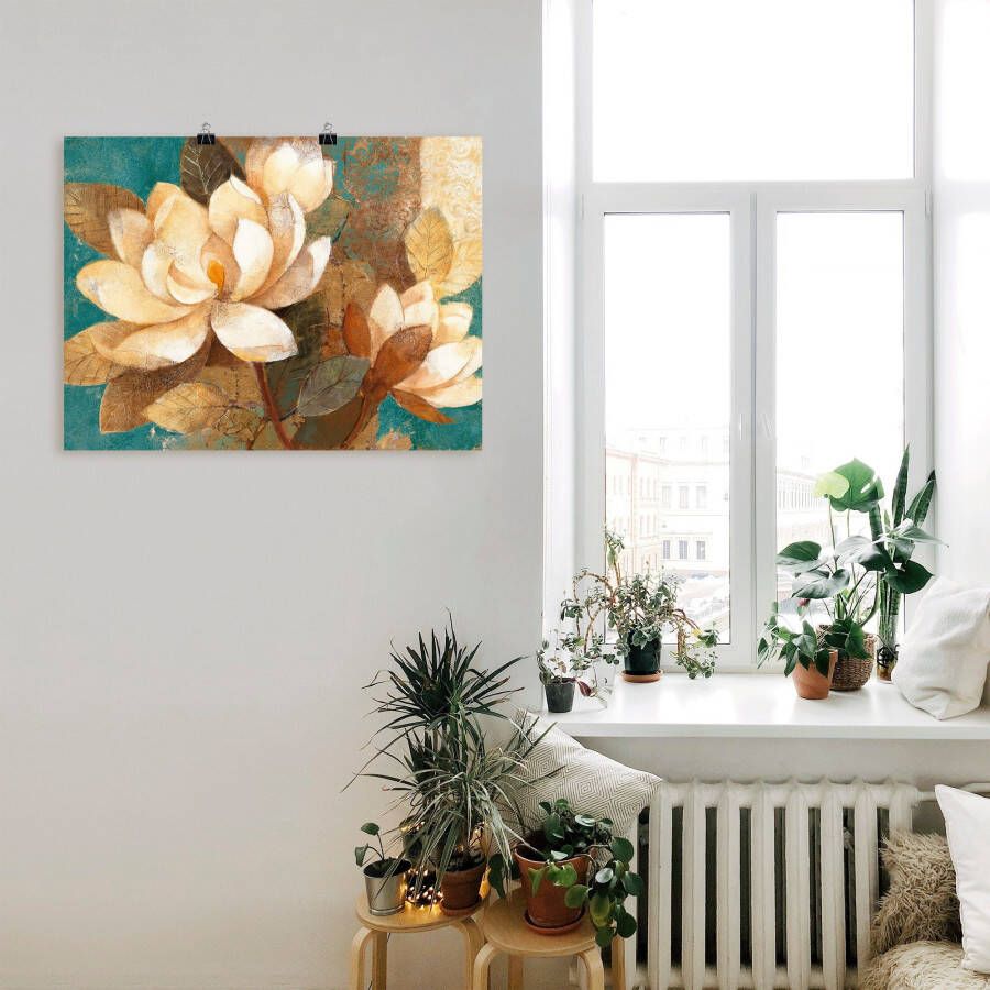 Artland Artprint Turquoise magnolia's als poster muursticker in verschillende maten - Foto 2