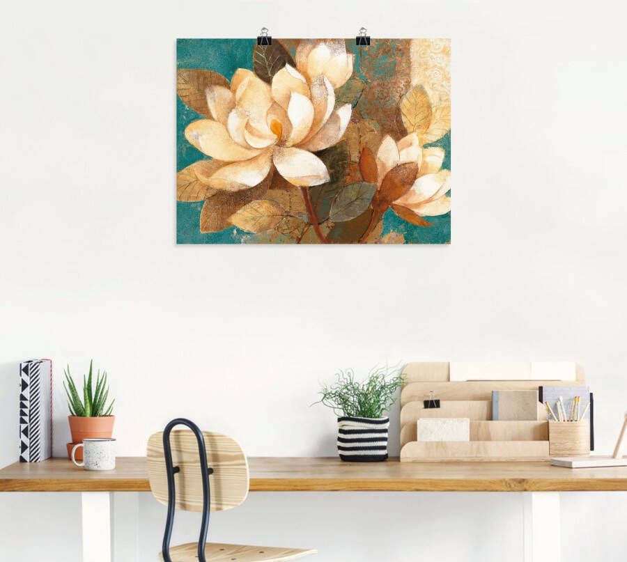 Artland Artprint Turquoise magnolia's als poster muursticker in verschillende maten - Foto 3