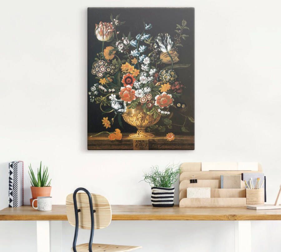 Artland Artprint Twaalf maanden. Bloemenkalender april als artprint op linnen muursticker of poster in verschillende maten