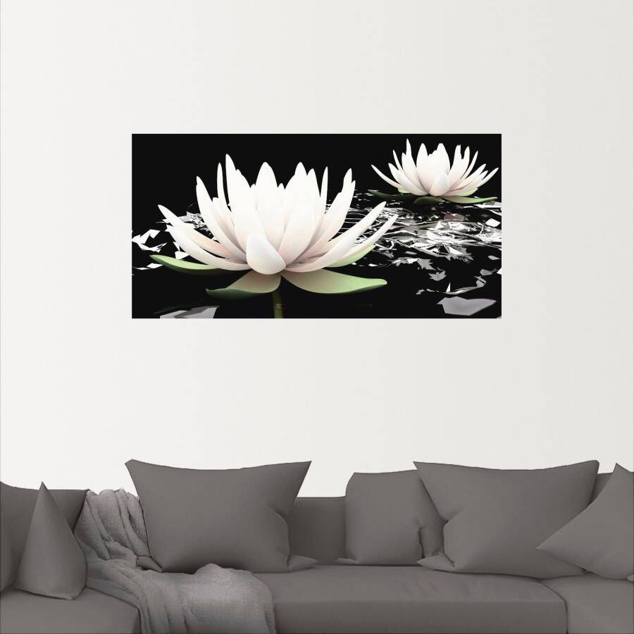 Artland Artprint Twee lotusbloemen op het water als artprint van aluminium artprint voor buiten artprint op linnen poster muursticker