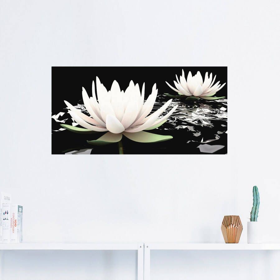 Artland Artprint Twee lotusbloemen op het water als artprint van aluminium artprint voor buiten artprint op linnen poster muursticker