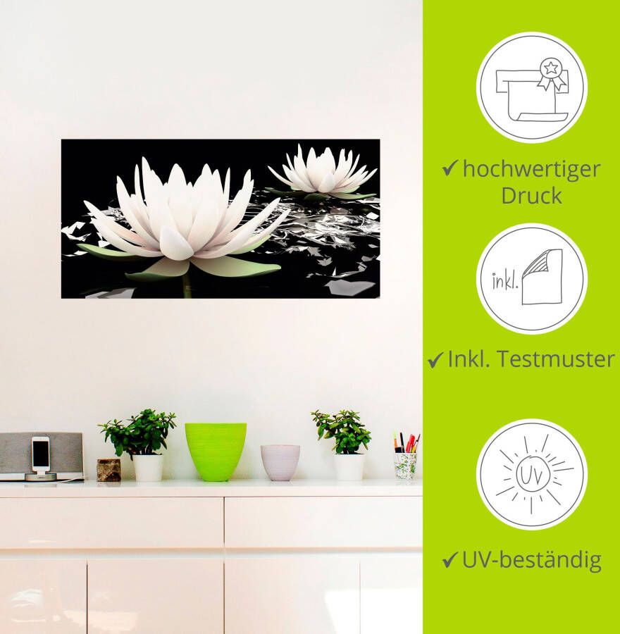 Artland Artprint Twee lotusbloemen op het water als artprint van aluminium artprint voor buiten artprint op linnen poster muursticker